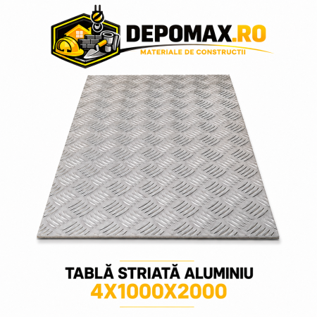 Tabla aluminiu striata 4mm , 1000x2000mm (1050A)